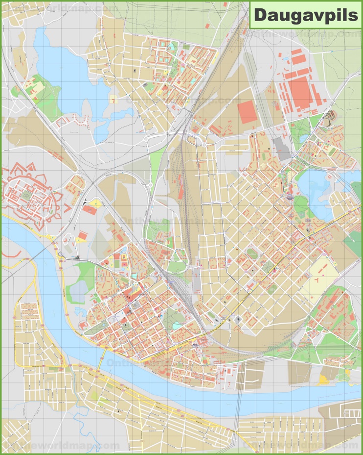 Large detailed map of Daugavpils