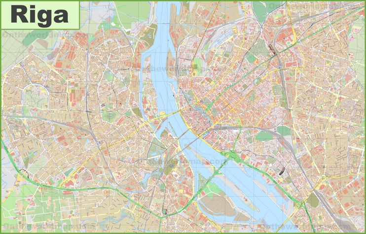 Large detailed map of Riga