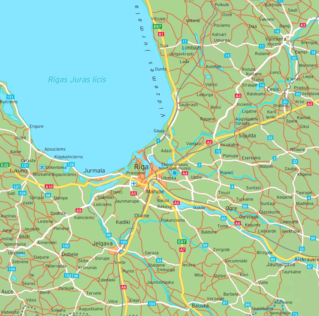 Riga area road map - Ontheworldmap.com