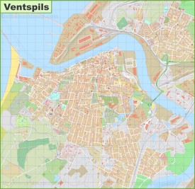 Large detailed map of Ventspils