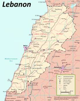 Lebanon political map