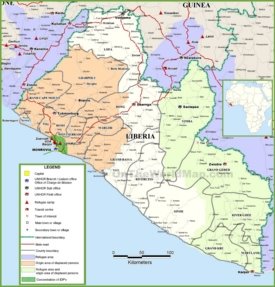 Large detailed map of Liberia