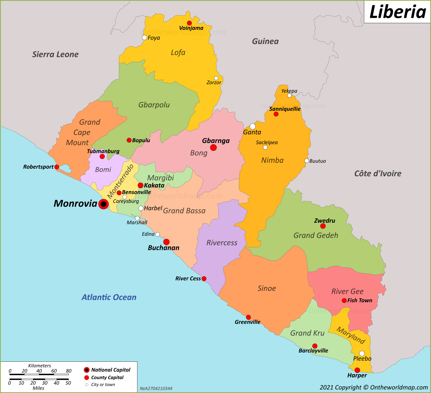 Political Map Of Liberia Counties - United States Map