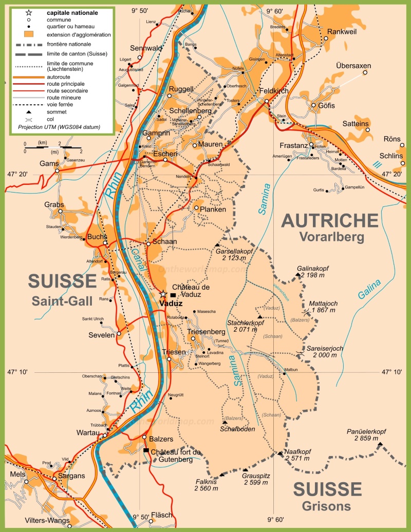Large detailed map of Liechtenstein