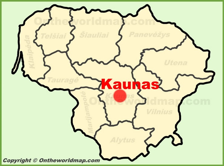 Kaunas location on the Lithuania Map
