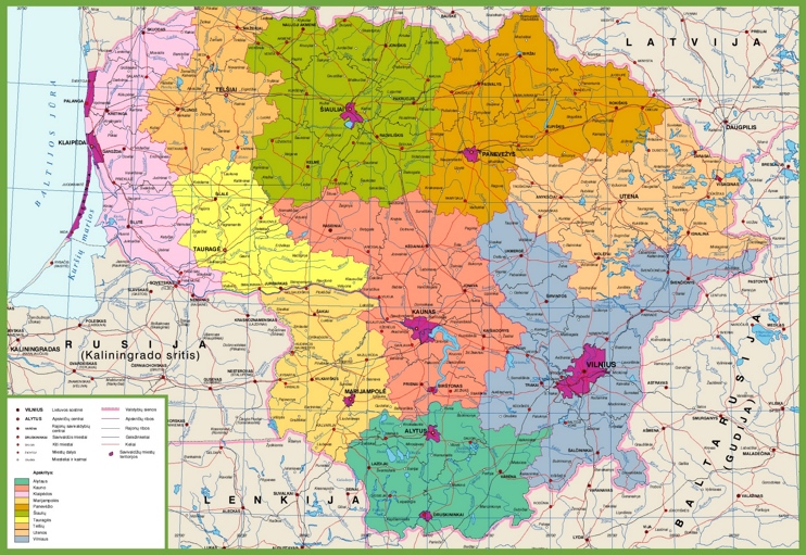 Large detailed map of Lithuania