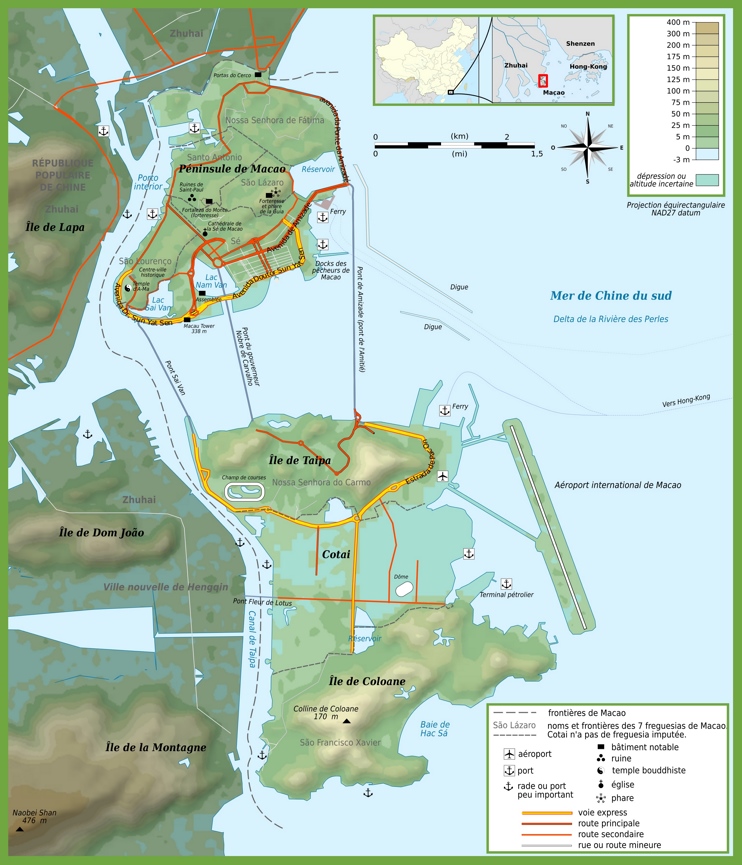 Macau topographic map
