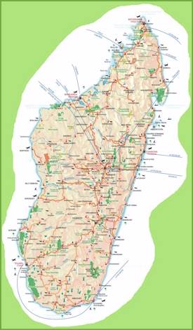 Large detailed travel map of Madagascar