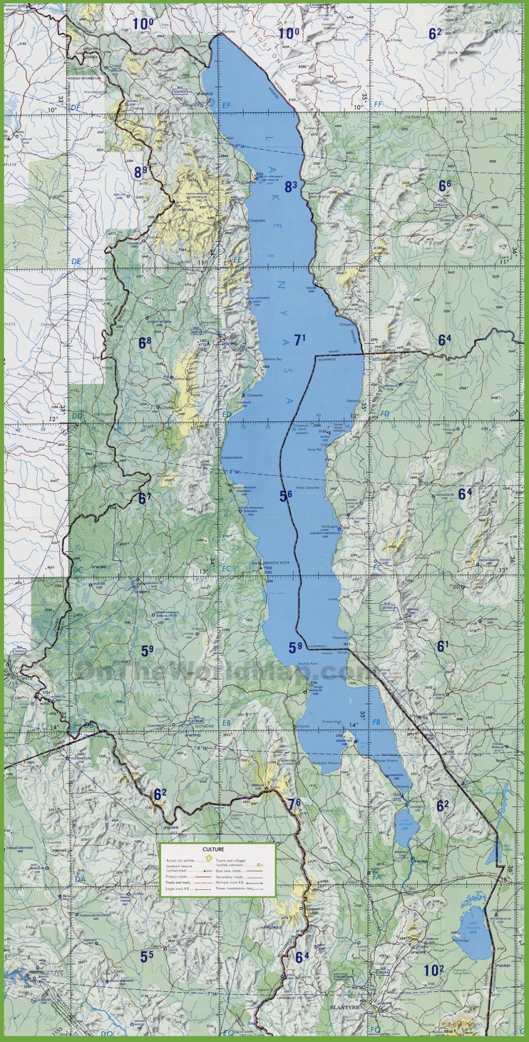 Topographic map of Malawi
