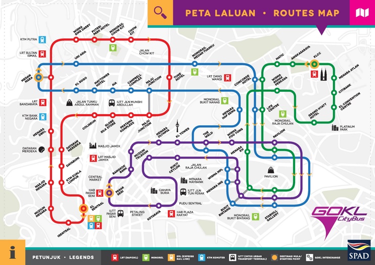 Kuala Lumpur Peta Laluan GO-KL City Bus map - Ontheworldmap.com