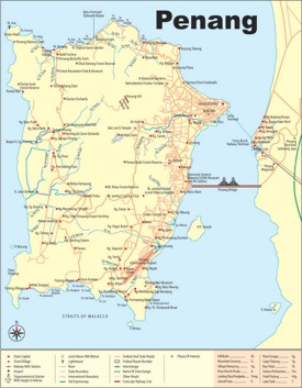 Large detailed map of Penang