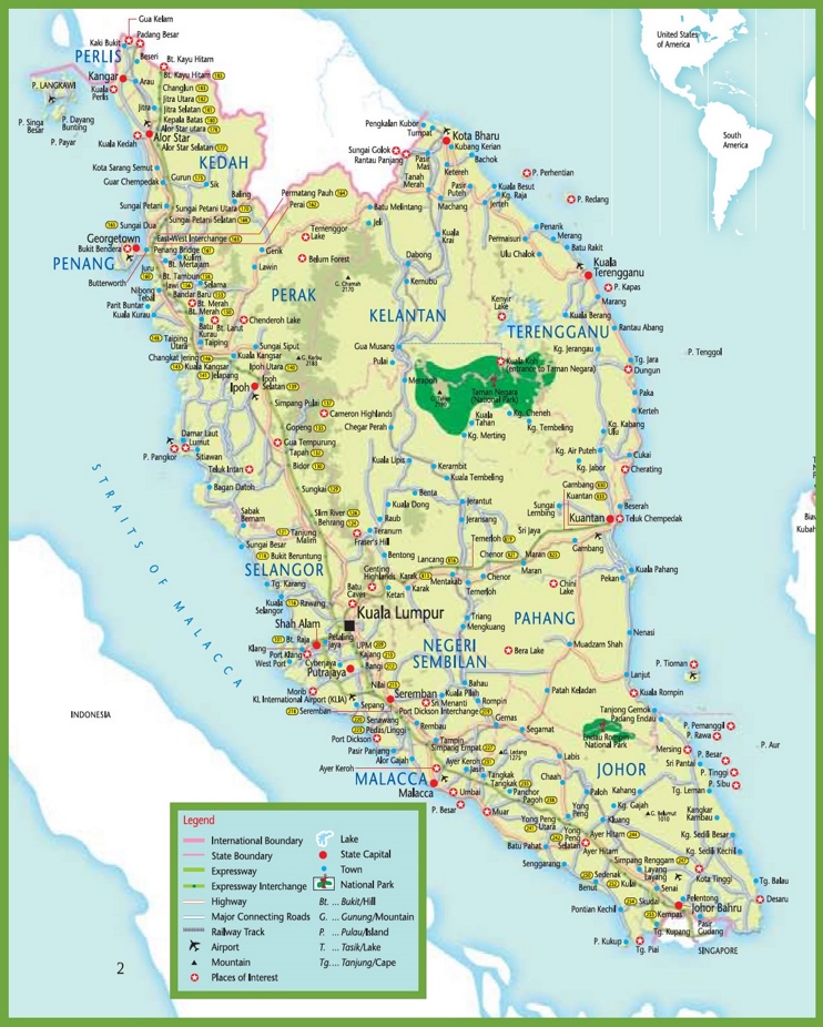 Travel map of Malaysia