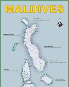 Large detailed Maldives islands map