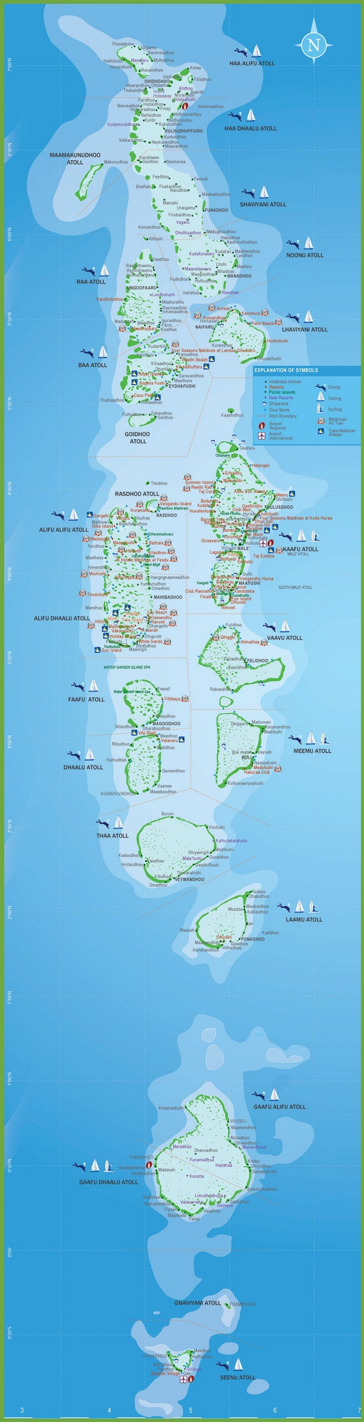 Maldives hotel and resort map