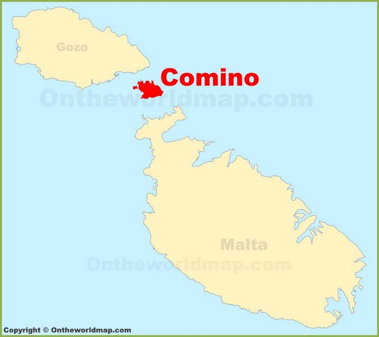 Comino location on the Malta map