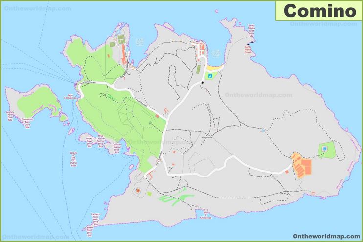 Detailed Map of Comino