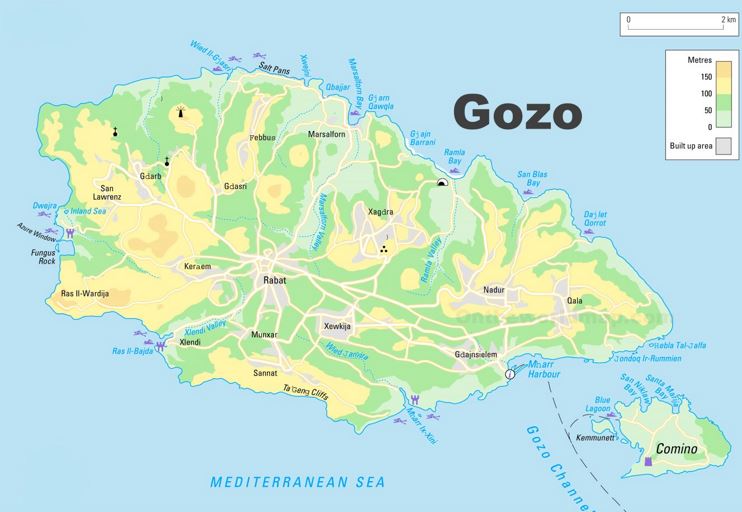 Detailed Map of Gozo