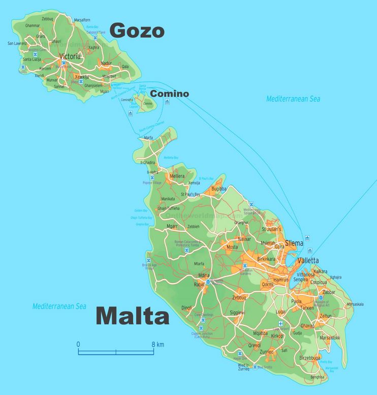 Map of Malta and Gozo