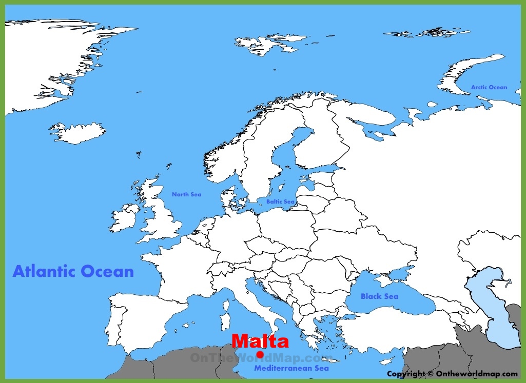 Malta Location On The Europe Map Ontheworldmap Malta Location On The Europe Map Ontheworldmap