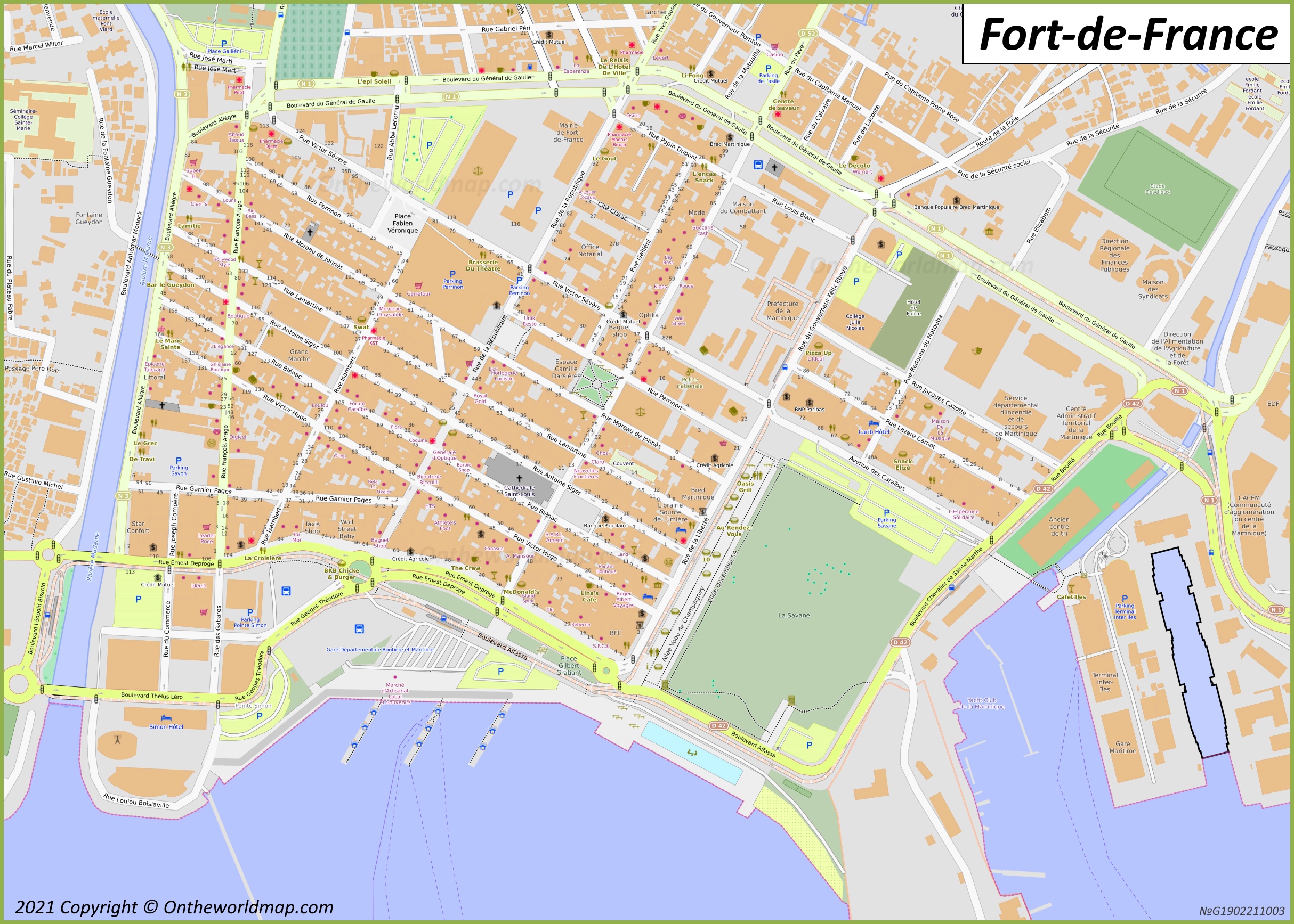 Fort-de-France City Center Map