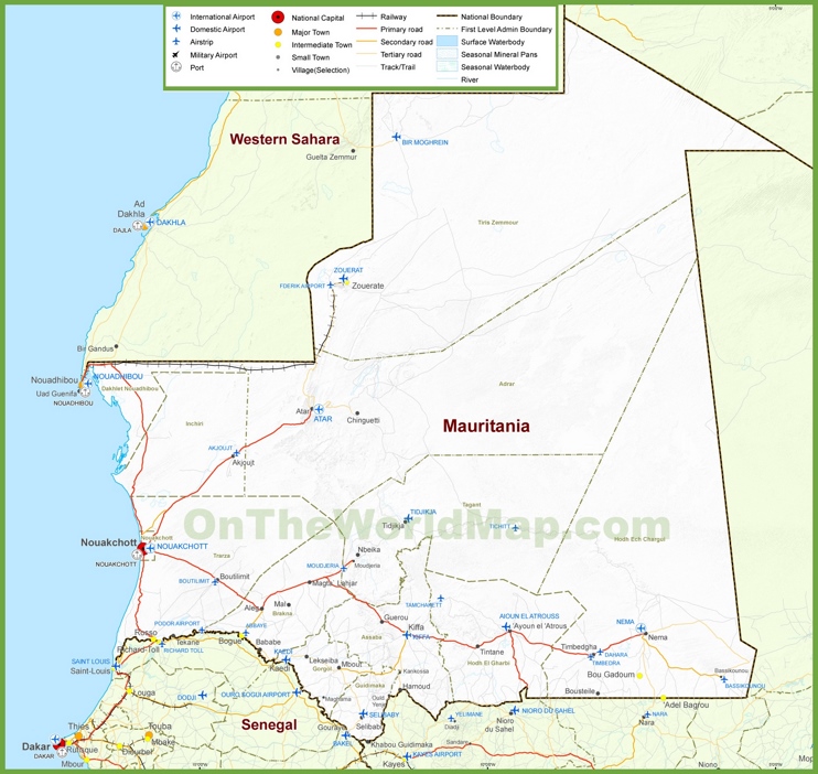 Large detailed map of Mauritania