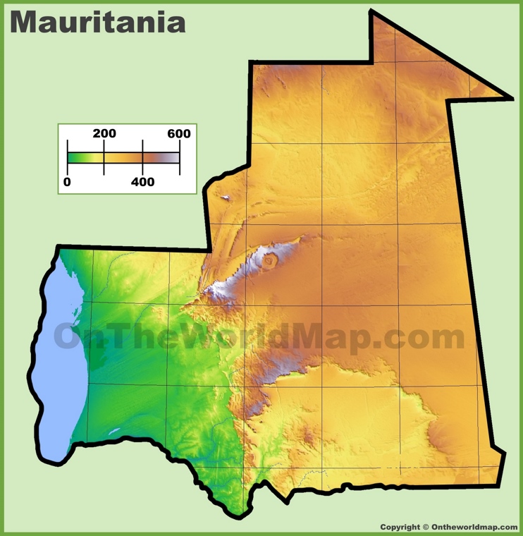 Mauritania physical map
