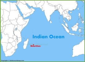 Mauritius location on the Indian Ocean map