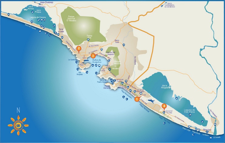 Acapulco tourist attractions map
