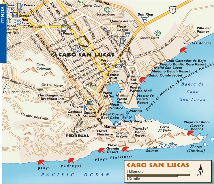 Cabo San Lucas Tourist Map Max 