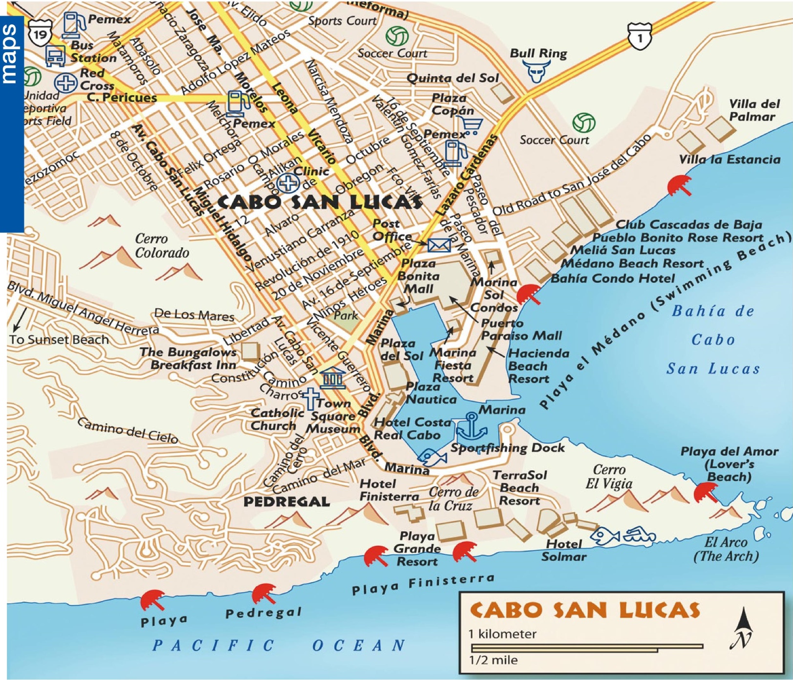 Mexico Map Cabo San Lucas