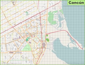 Large detailed map of Cancún