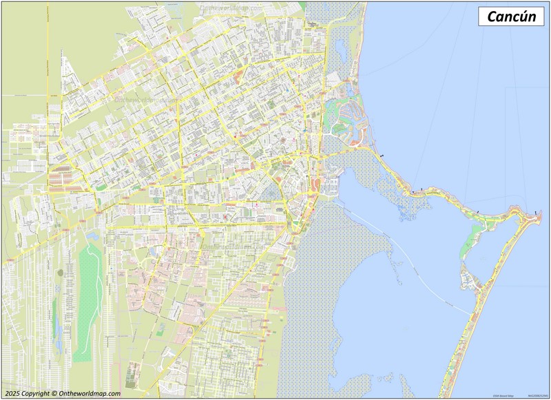Large detailed map of Cancún