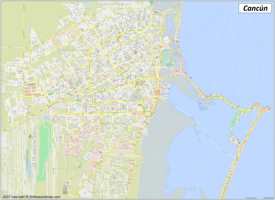 Large detailed map of Cancún