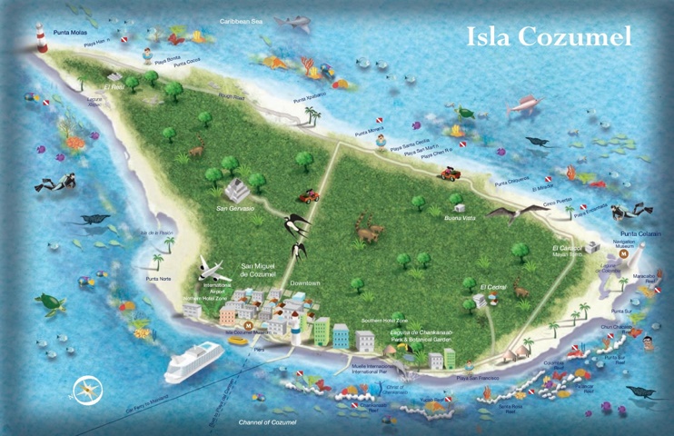 Cozumel Tourist Map Max 