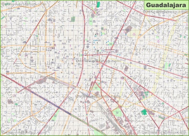 Large detailed map of Guadalajara