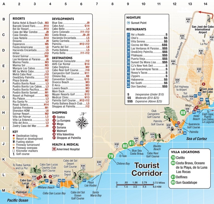 Los Cabos tourist attractions map