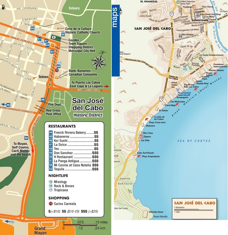 San José del Cabo tourist attractions map