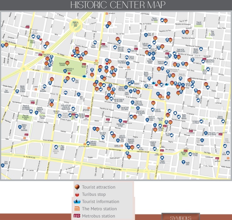 Mexico City historic center map
