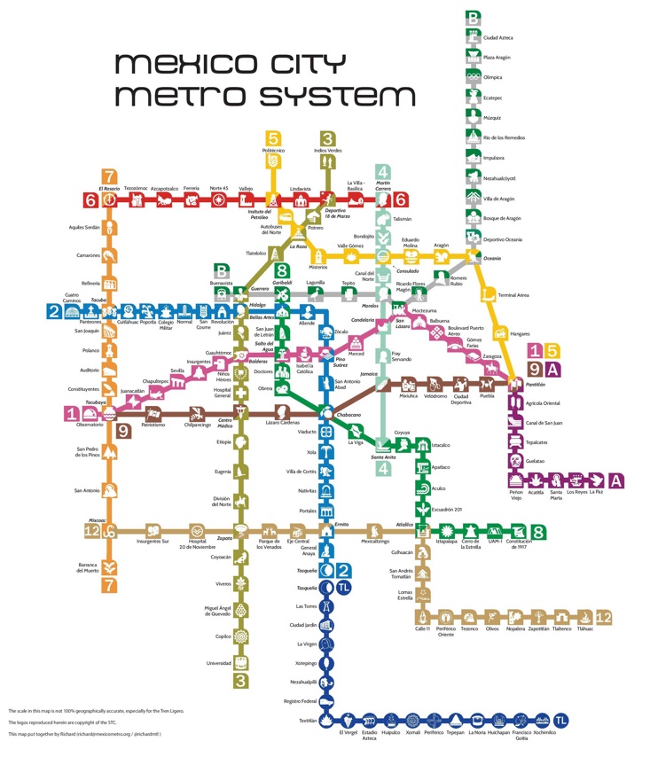 Mexico City subway tourist map