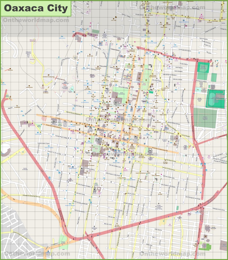 Large detailed map of Oaxaca City