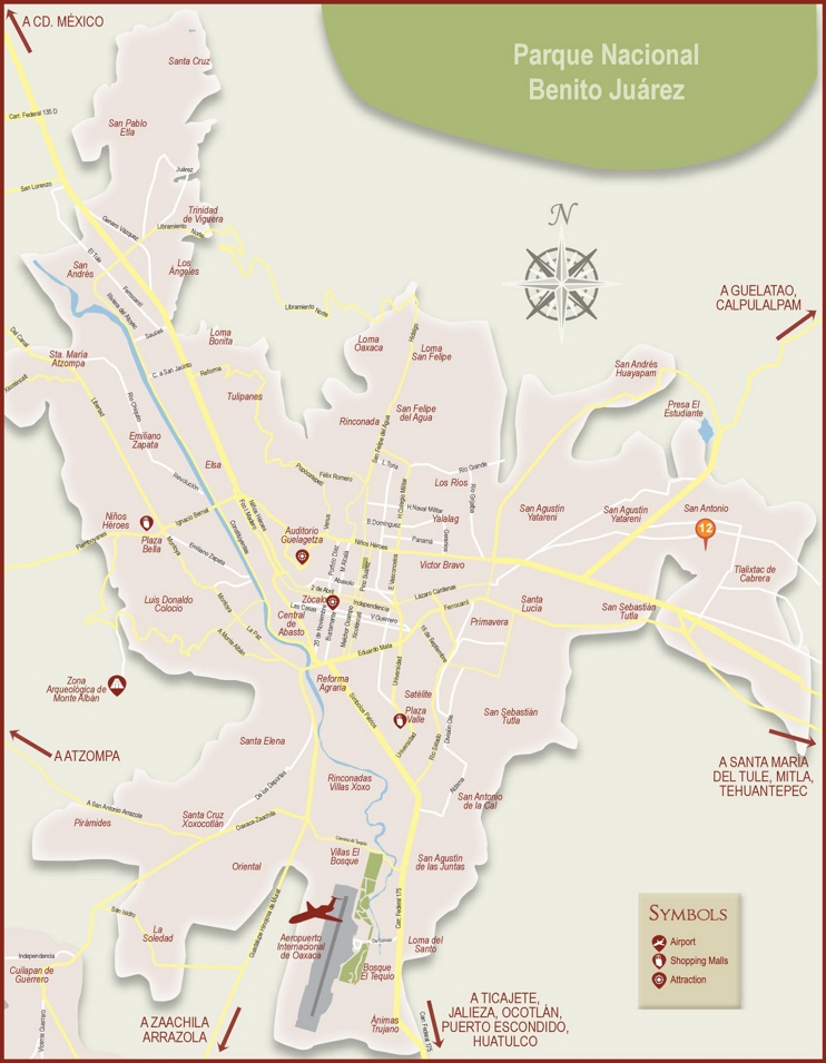 Oaxaca City tourist map