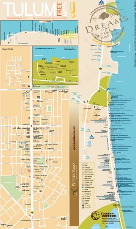 Tulum hotels and sightseeings map