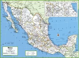 Large detailed map of Mexico with cities and towns