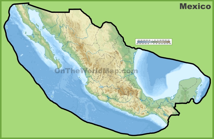 Mexico physical map
