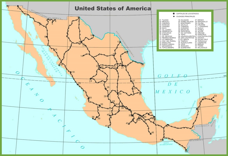 Mexico railway map