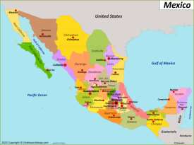 Mexico States And Capitals Map