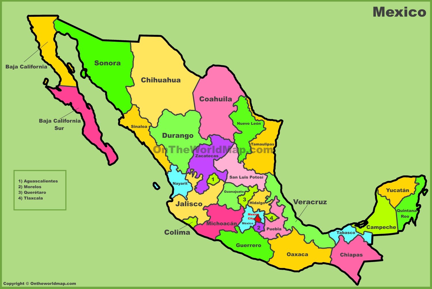 Mexico States Map List of states of Mexico