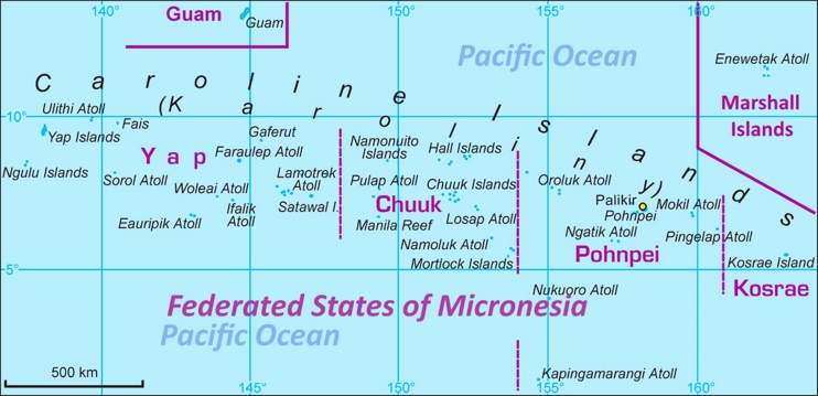 Detailed map of Federated States of Micronesia