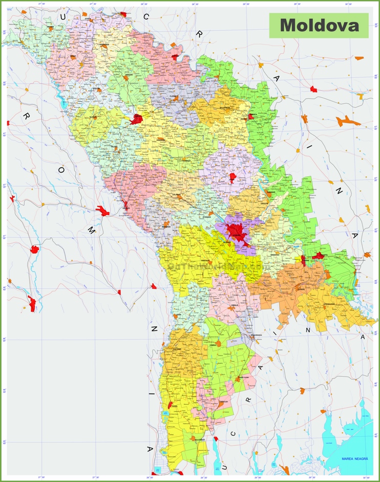 Large Detailed Map Of Moldova With Cities And Towns Ontheworldmap Large Detailed Map Of Moldova With Cities And Towns Ontheworldmap