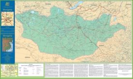 Large detailed map of Mongolia with cities and towns